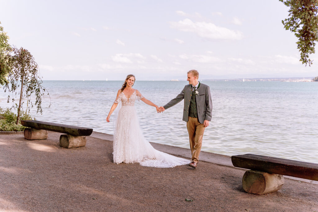 Hochzeitspaar, Brautpaar, Bodensee, Insel Mainau,