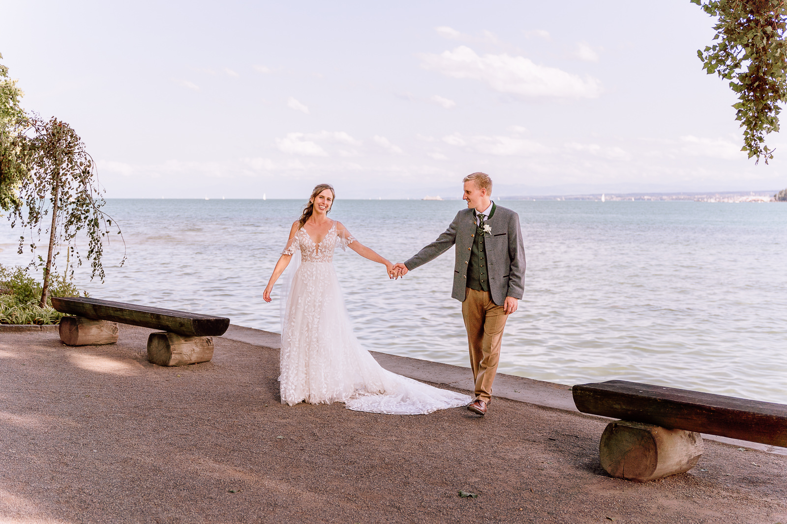 Hochzeitspaar, Brautpaar, Bodensee, Insel Mainau,